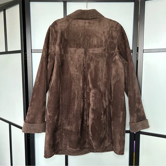 [XL] Denver Hayes Vintage 90’s Chocolate Teddy Button Down Pea Coat Women’s - Picture 5 of 13